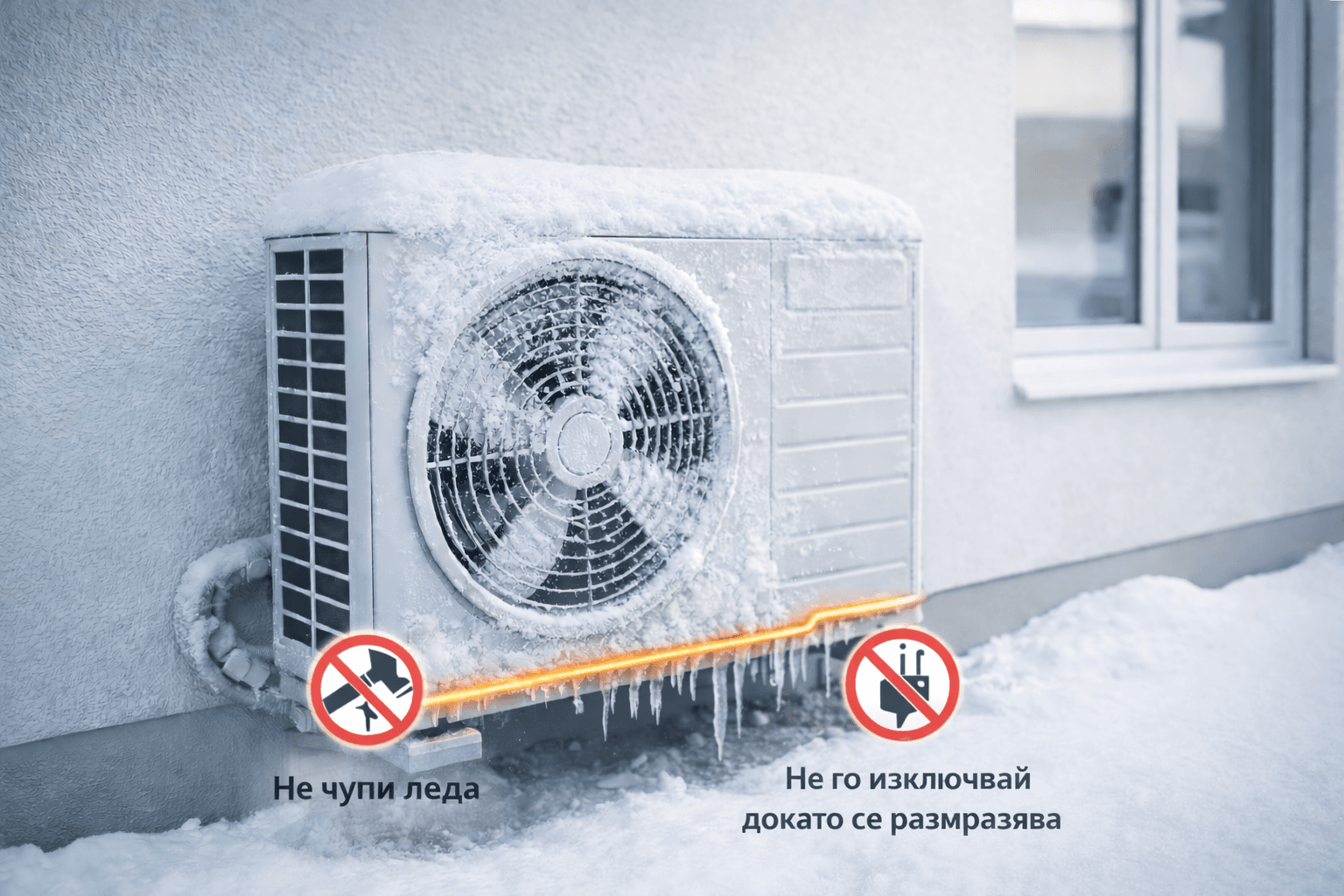 Какво НЕ трябва да правите при замръзнал климатик през зимата Замръзнал климатик през зимата – не чупи леда и не го изключвай докато се размразява