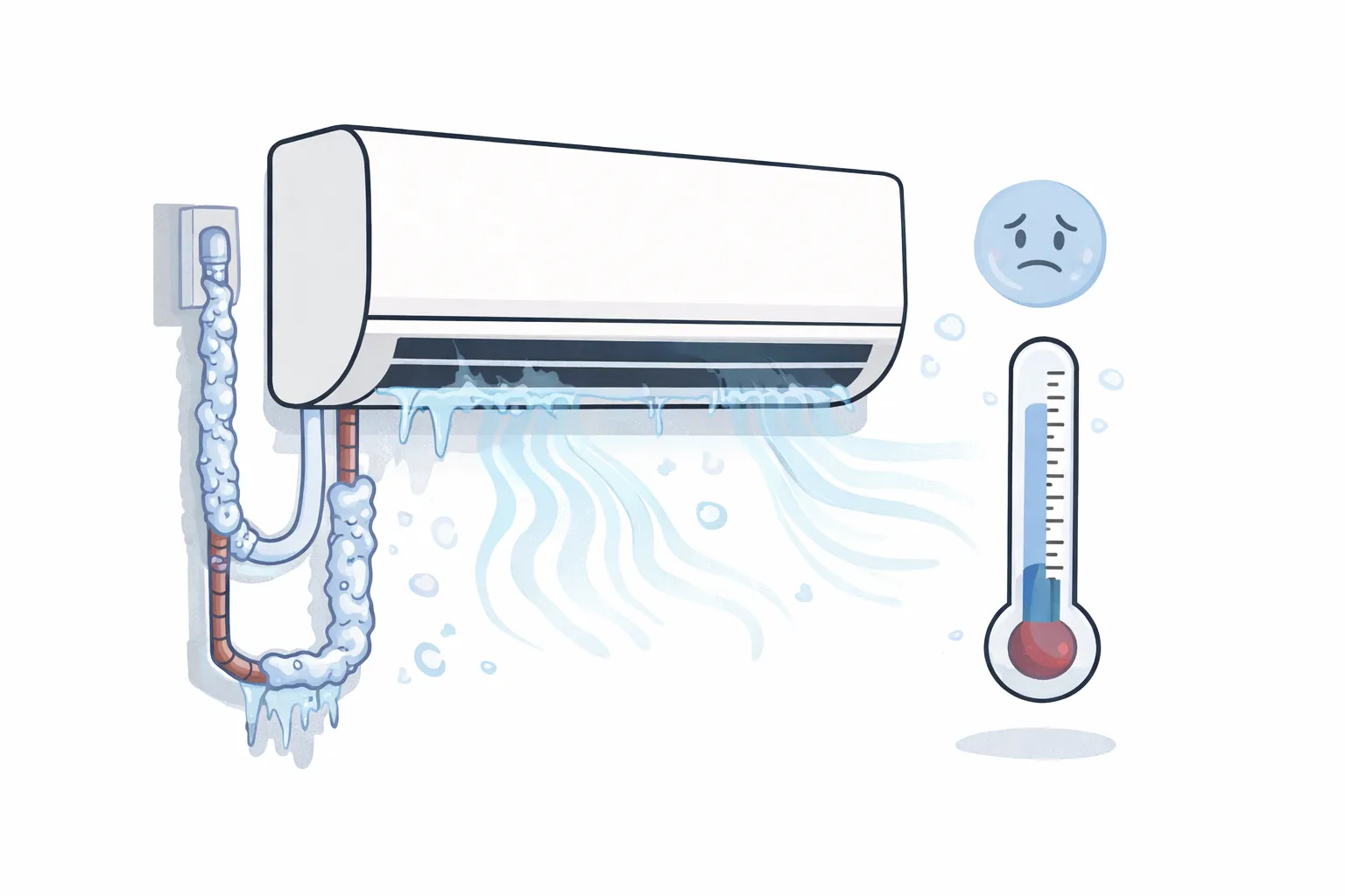 климатик със скреж по тръбите – признак за липса на фреон в климатик