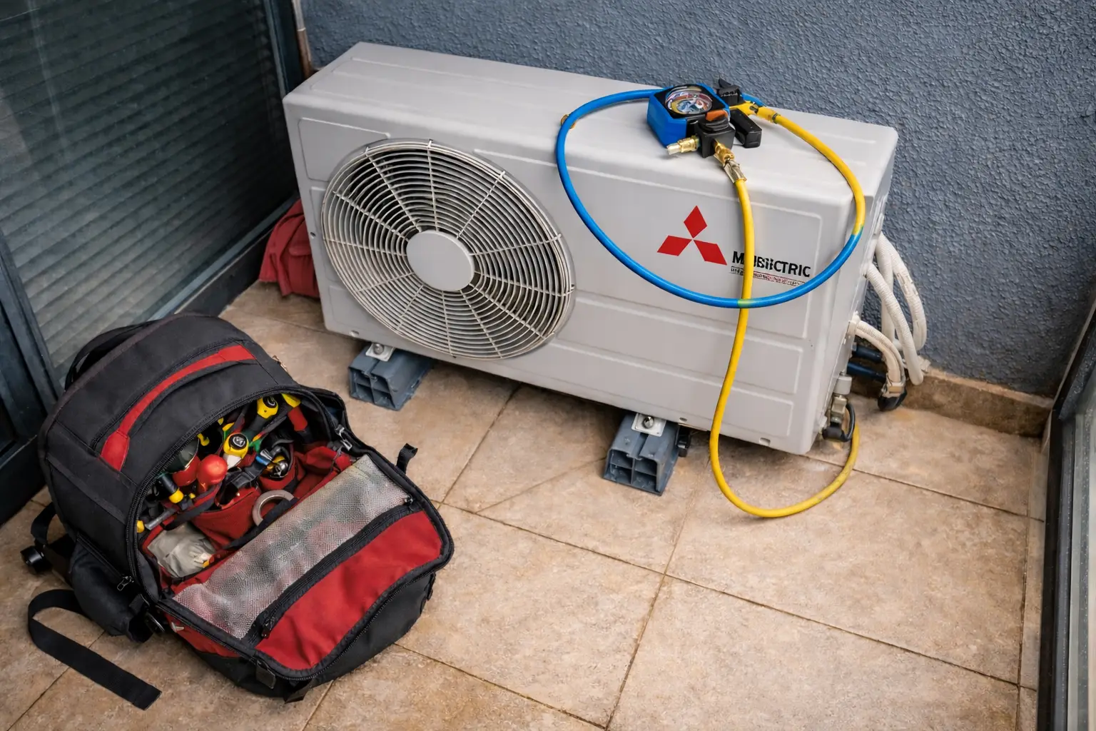 Диагностика и ремонт на климатик в Манастирски ливади София ремонт на климатик външно тяло с манометър в Манастирски ливади София