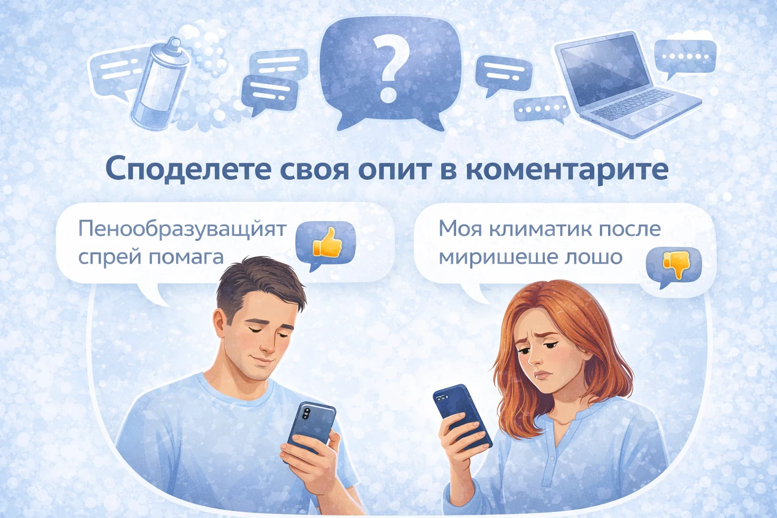 Мнения и опит със спрей за климатик Потребители споделят мнения и опит със спрей за почистване на климатик