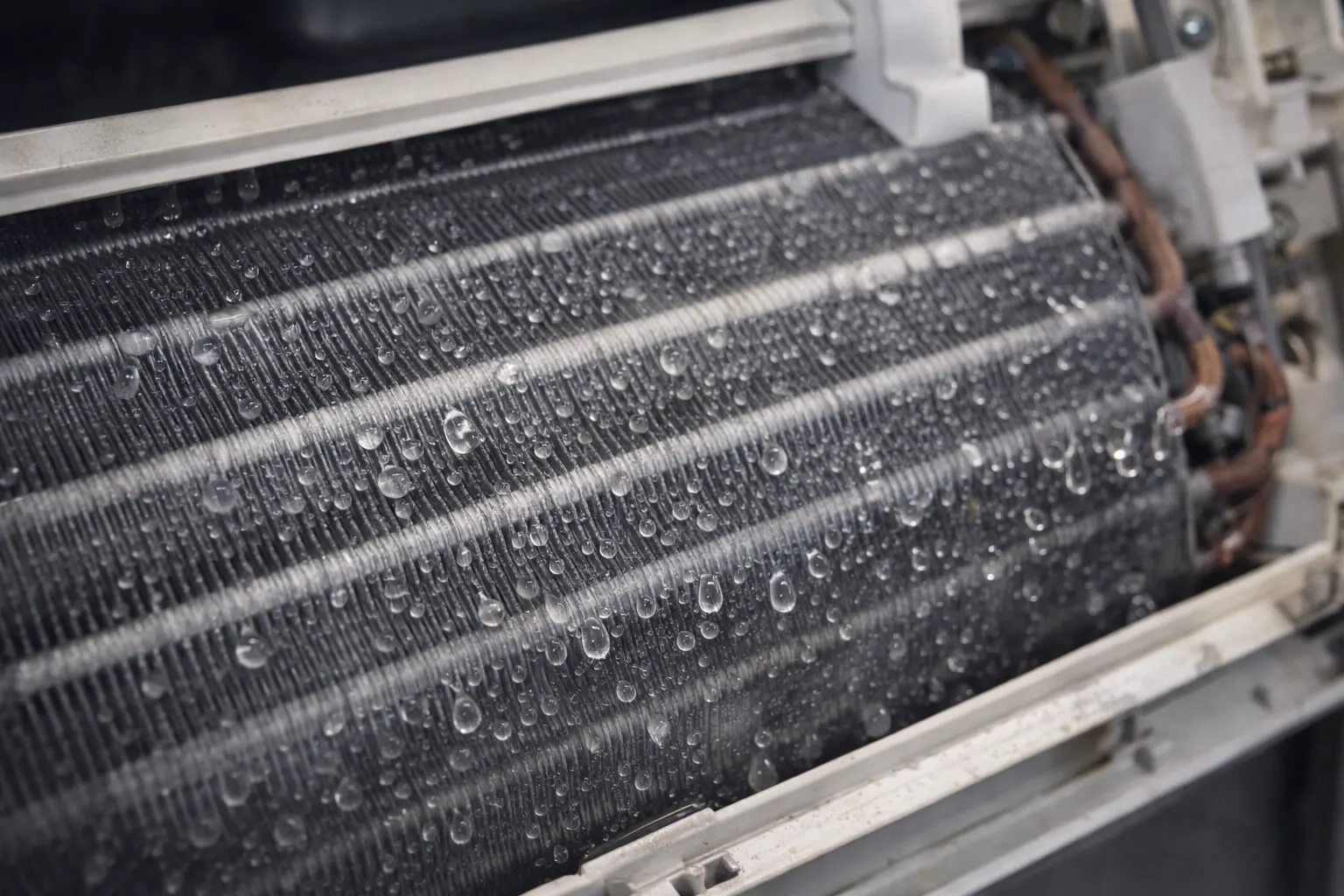 конденз върху топлообменник на климатик след охлаждане