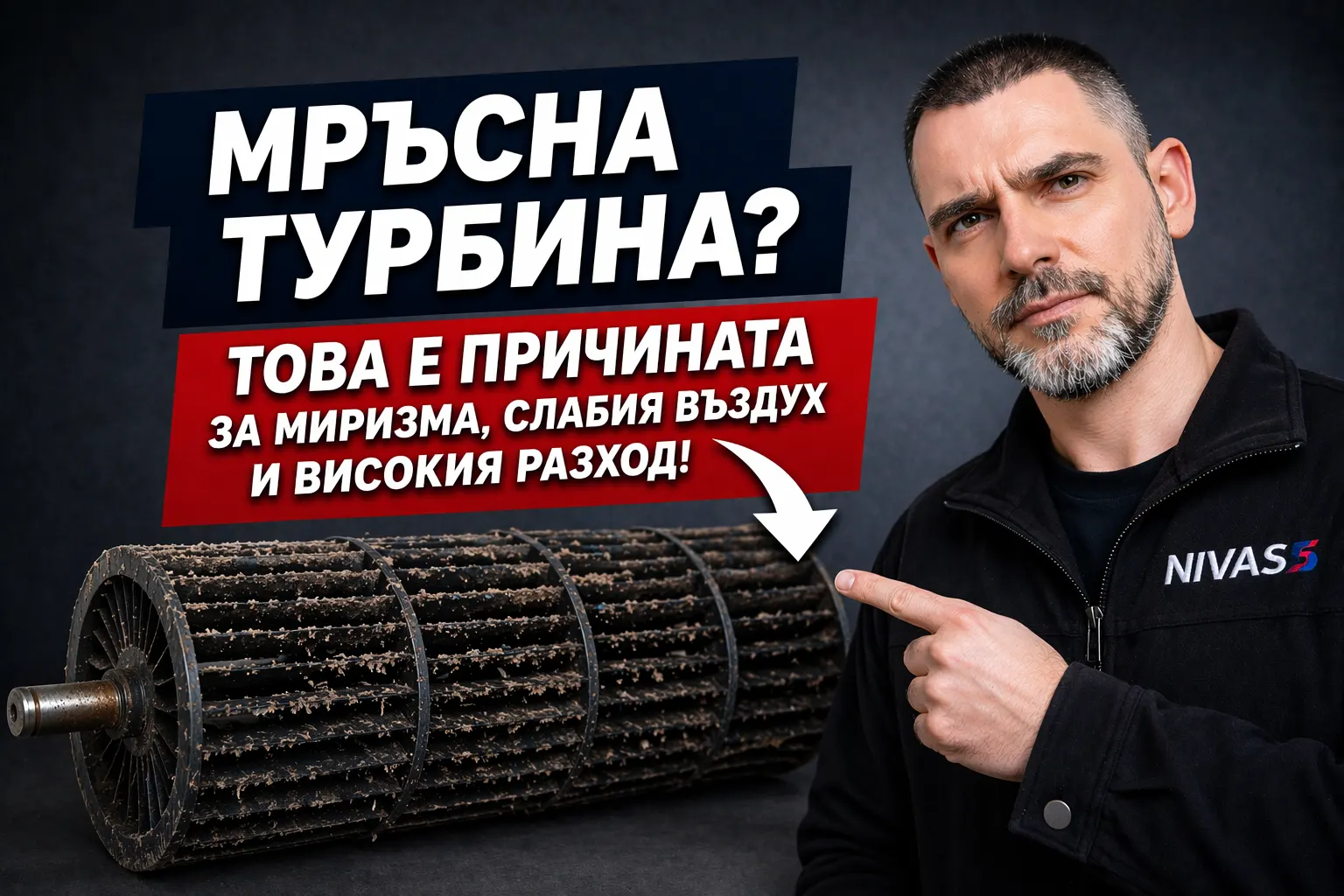 мръсна турбина на климатик причина за слаб въздушен поток и миризма